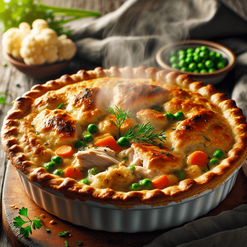 Healthy Low-Carb Chicken Pot Pie with a Cauliflower Crust