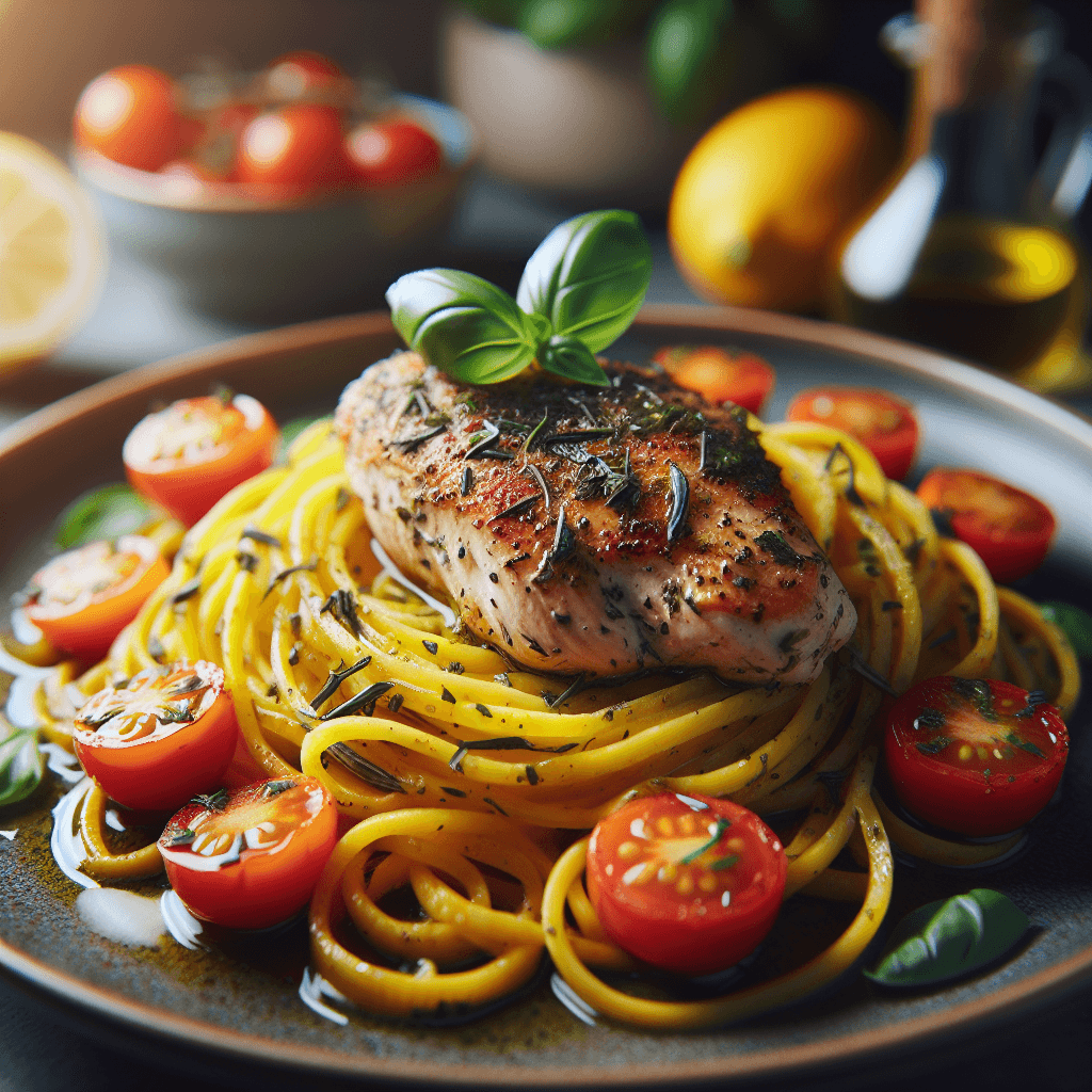 Lemon Herb Chicken with Spiralized Squash Noodles