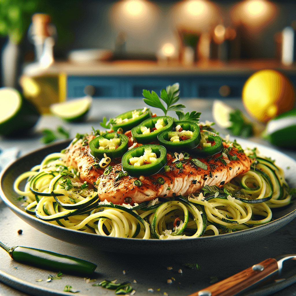 Lactose-Free Spicy Lemon Herb Chicken with Zucchini Noodles