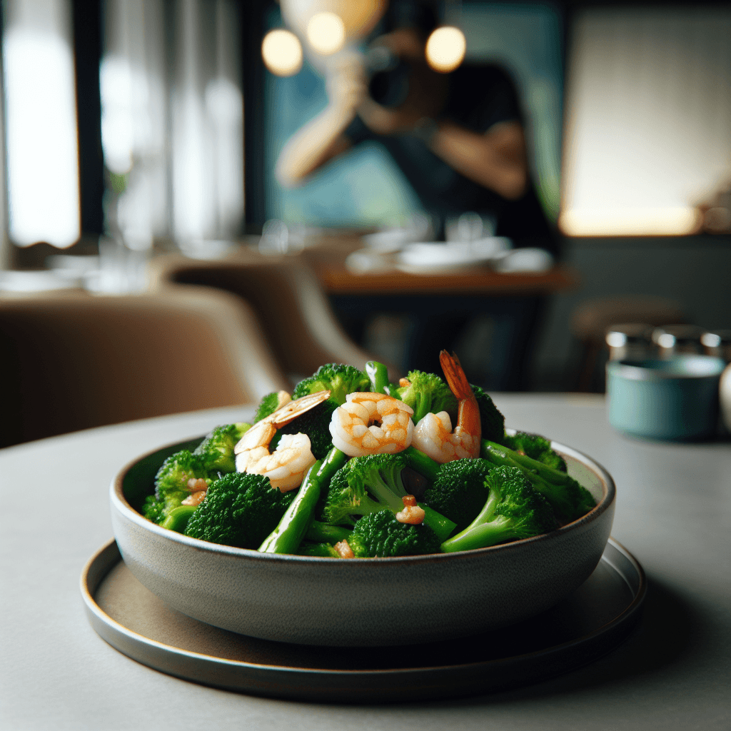 蒸西蓝花大虾 (Steamed Broccoli with Shrimp)