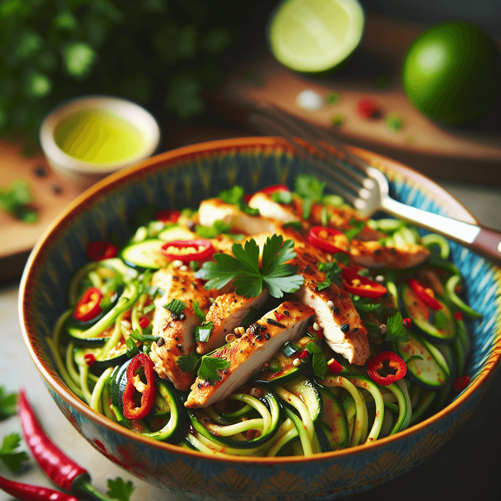 Spicy Garlic Chicken with Zucchini Noodles