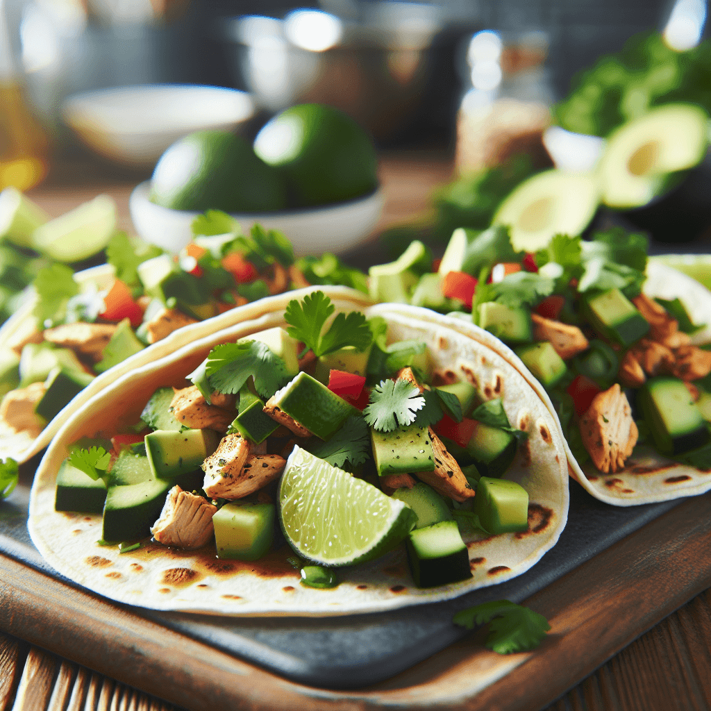 Cilantro Lime Chicken Tacos with Avocado Salsa