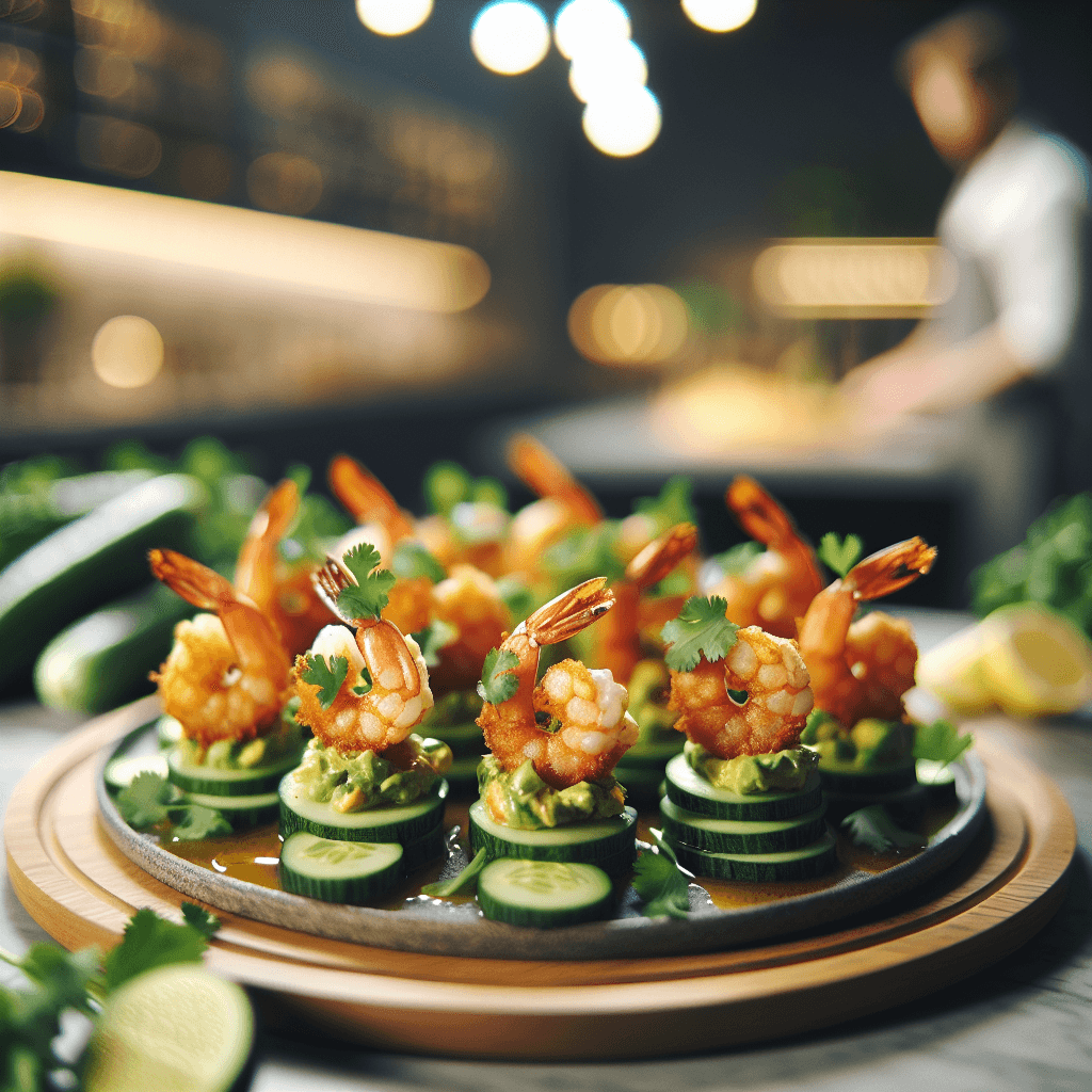 Crispy Shrimp and Avocado Cucumber Bites