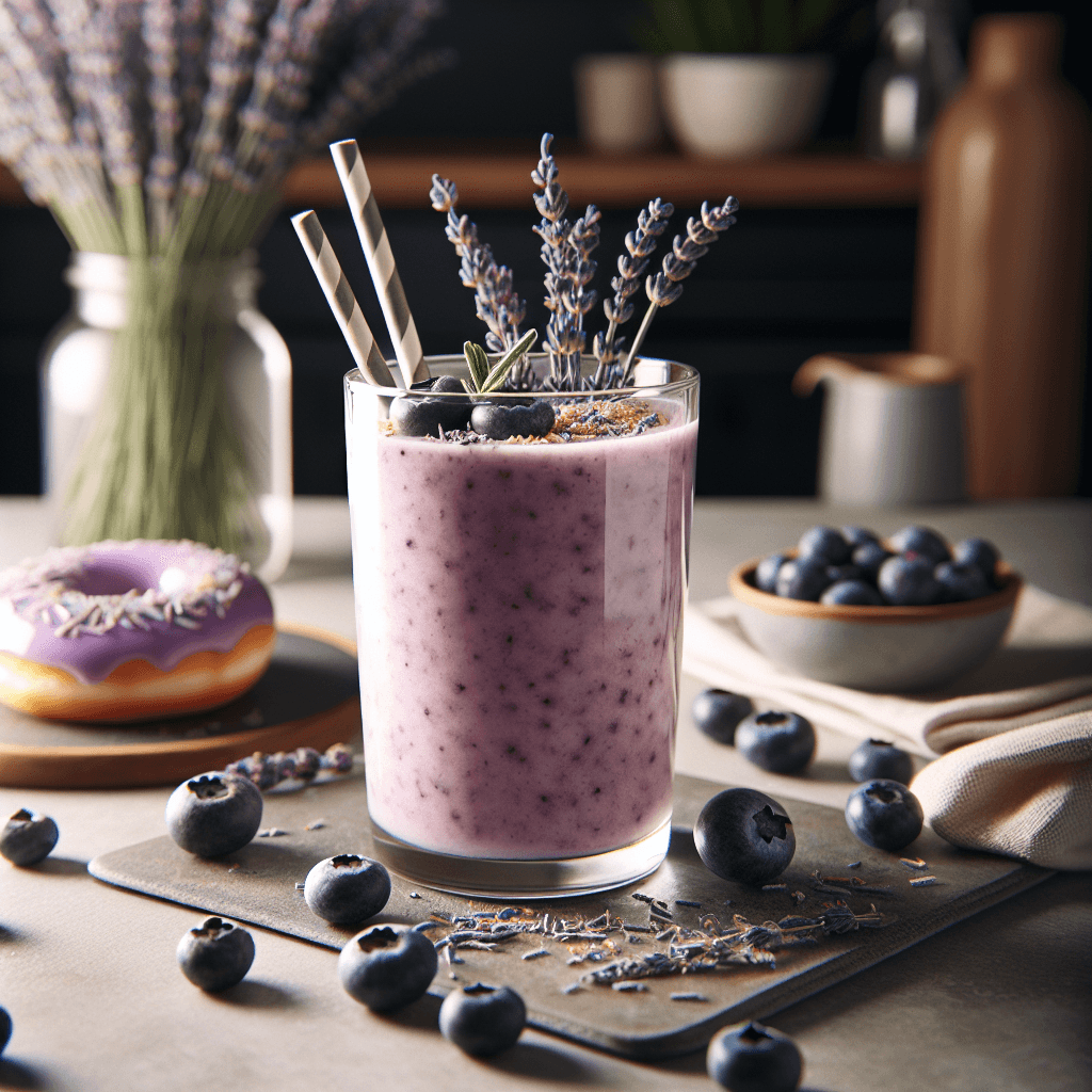 Sugar-Free High-Protein Low-Calorie Lavender Blueberry Vanilla Donut Smoothie