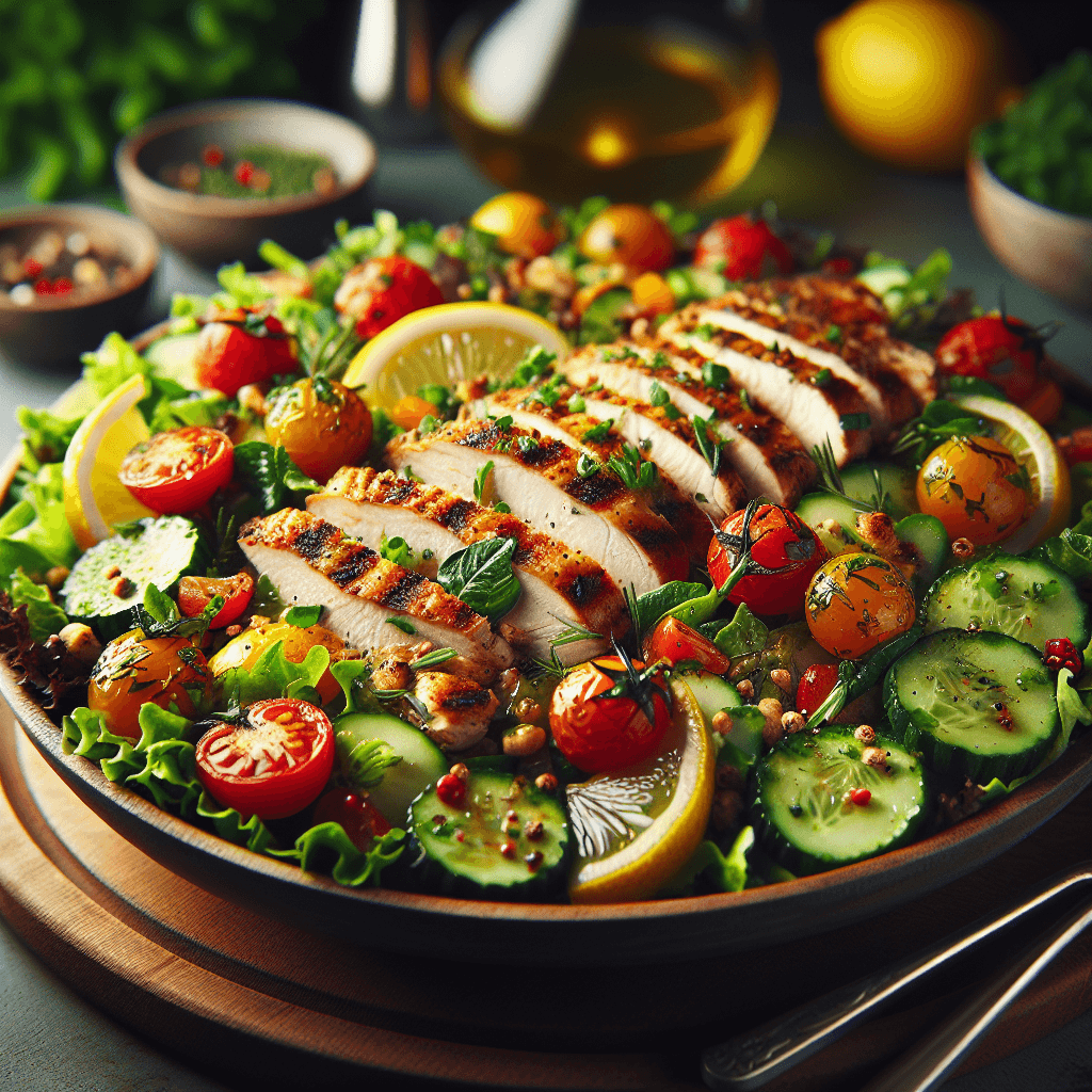 Crispy Grilled Lemon Herb Chicken Salad