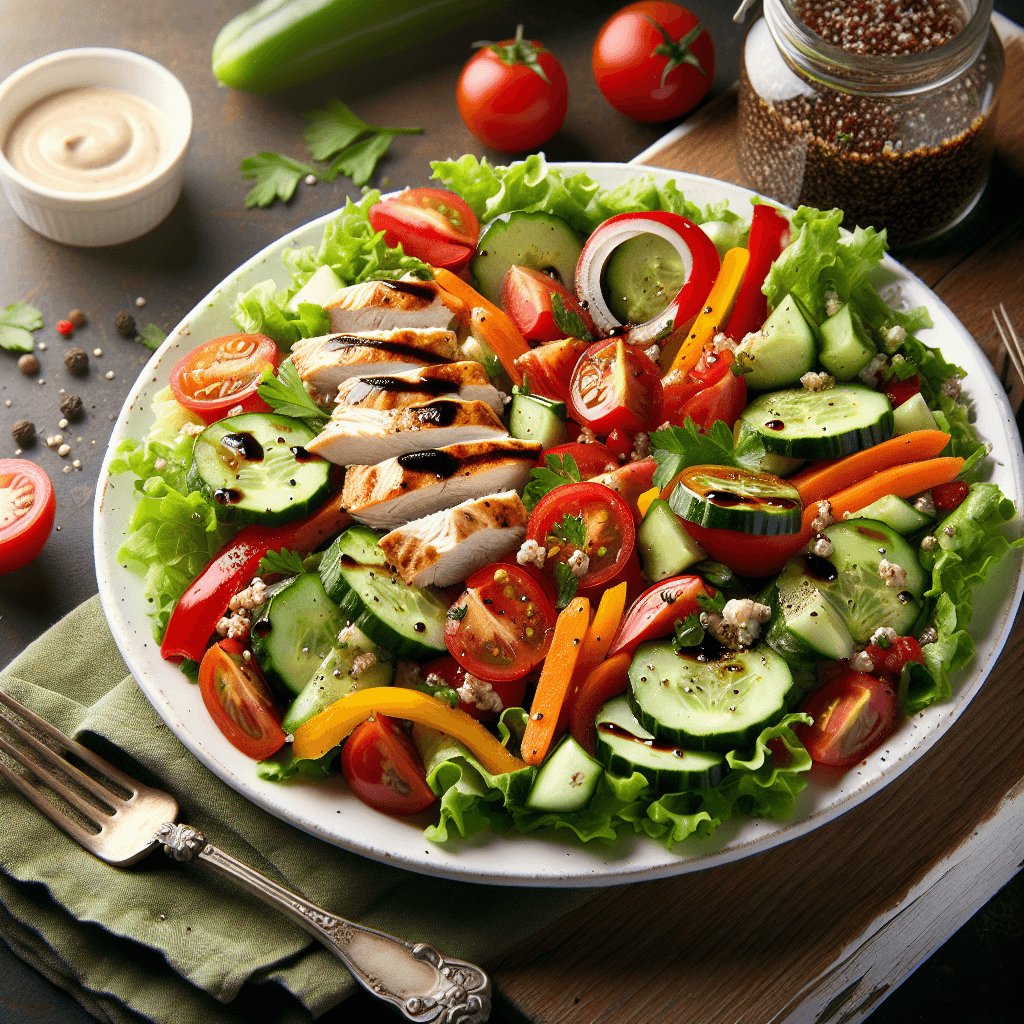 High-Protein Salad with Creamy Balsamic Vinaigrette