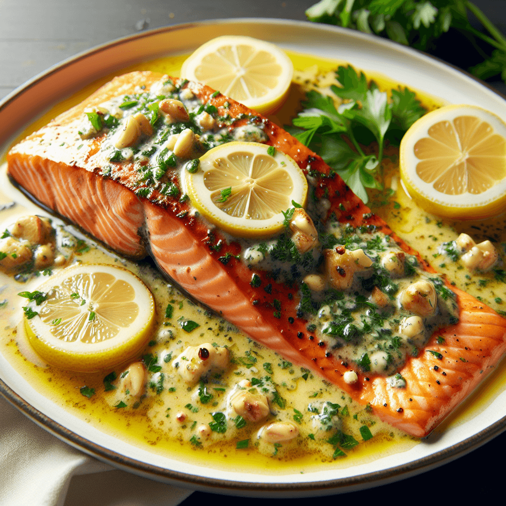 Salmon with Lemon Garlic Butter Sauce