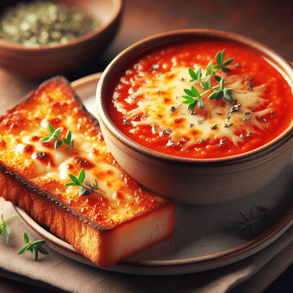 Tomato Soup with Crispy Cheese Toast